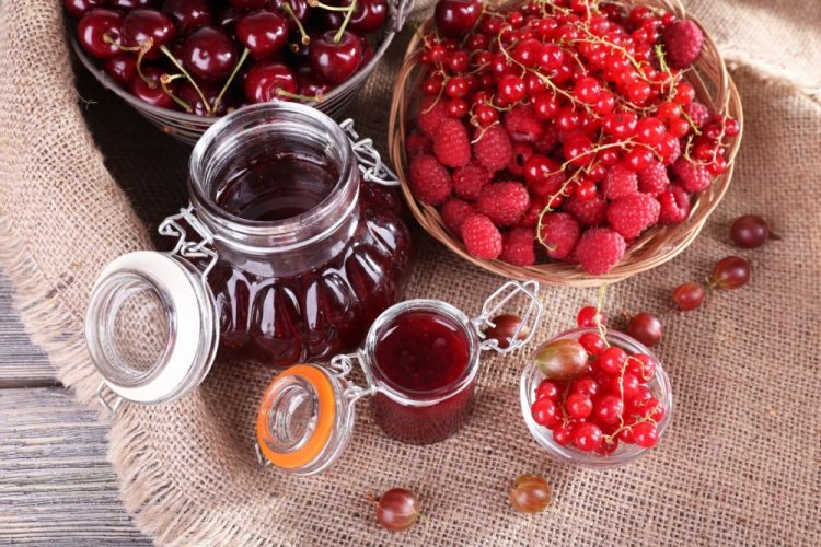 Cherry, Gooseberry, Raspberry, and Redcurrant Jam
