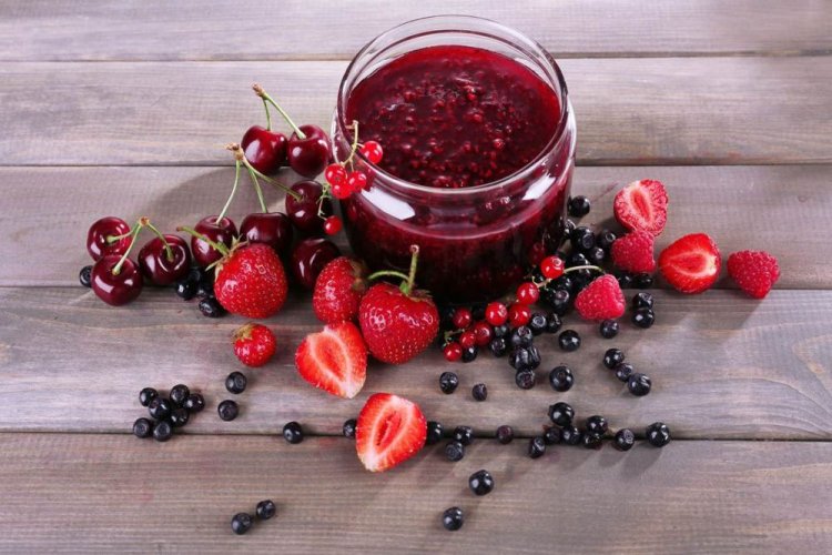 Cherry, Strawberry, Raspberry, Currant, and Blueberry Jam