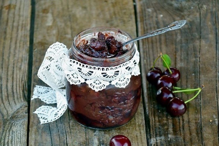 Cherry Five-Minute Jam with Cognac and Chocolate