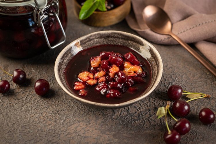 Cherry Five-Minute Jam with Walnuts