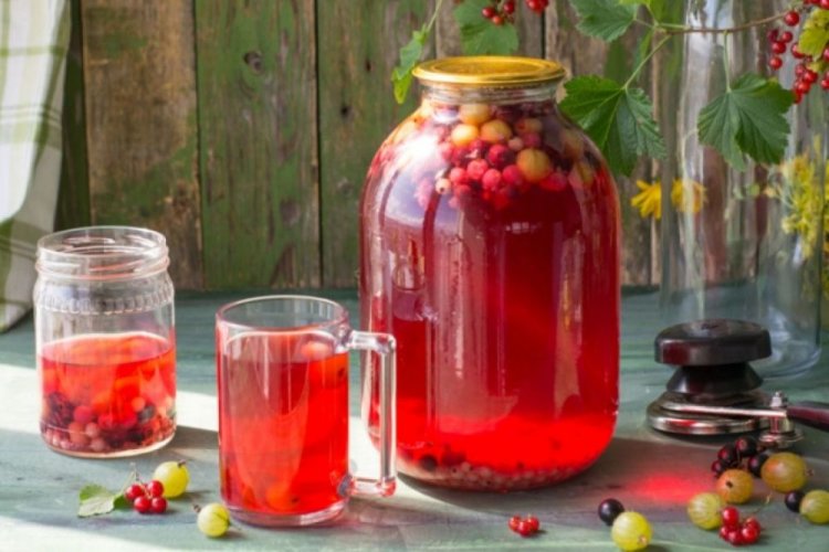 Gooseberry, Red, and Black Currant Compote with Sterilization