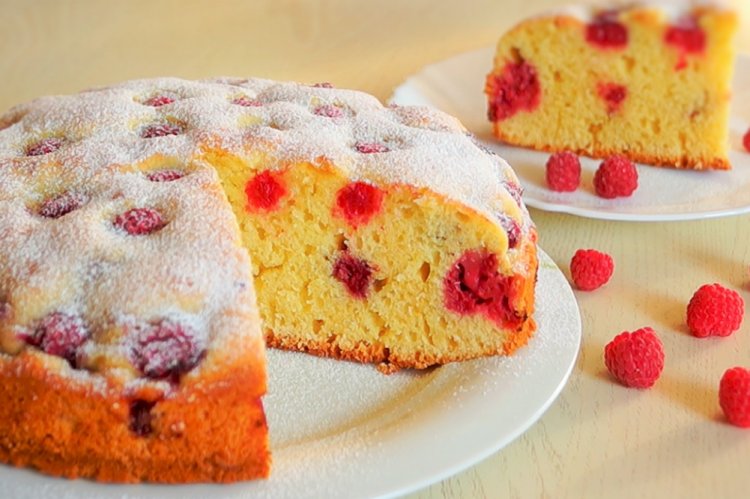 Tarta de frambuesa con yogur
