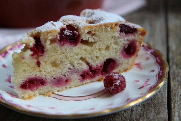Tarta de frambuesa en sartén