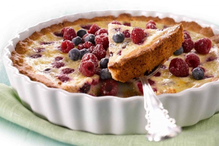 Tarta de frambuesa y arándanos