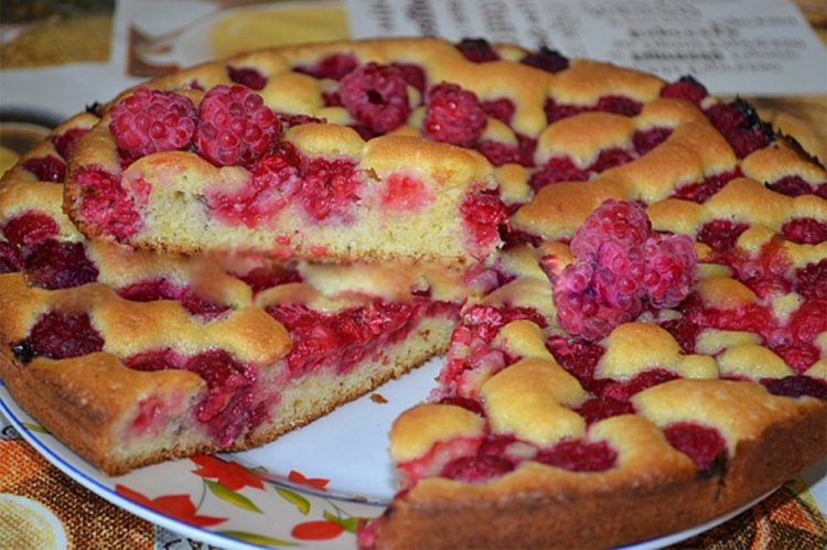 Tarta de frambuesa en olla de cocción lenta