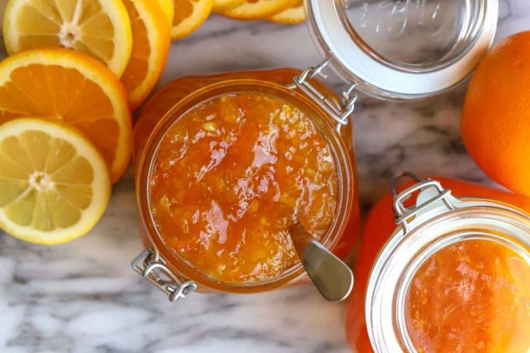 Amber Apricot Jam with Oranges and Lemon