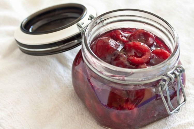 Halved Cherries in Jelly