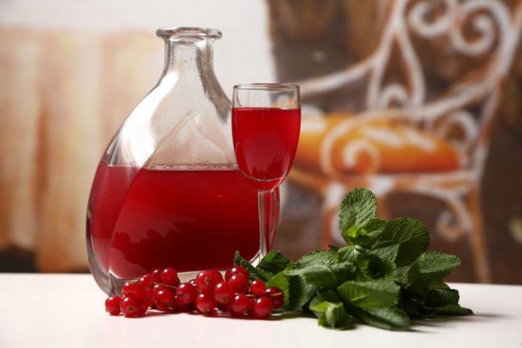 Licor de grosella roja con menta y romero sin azúcar