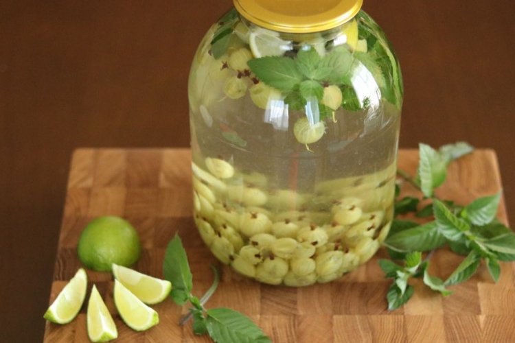 Gooseberry Mojito Compote with Mint and Lime