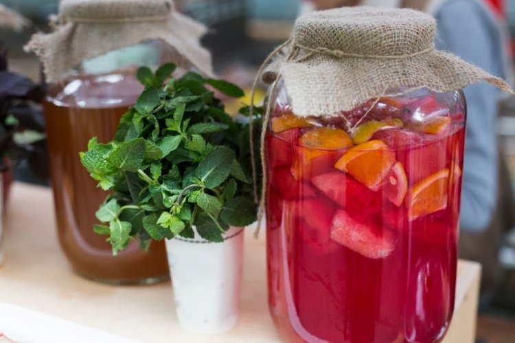 Mojito Compote with Strawberries, Apples, Orange, and Mint