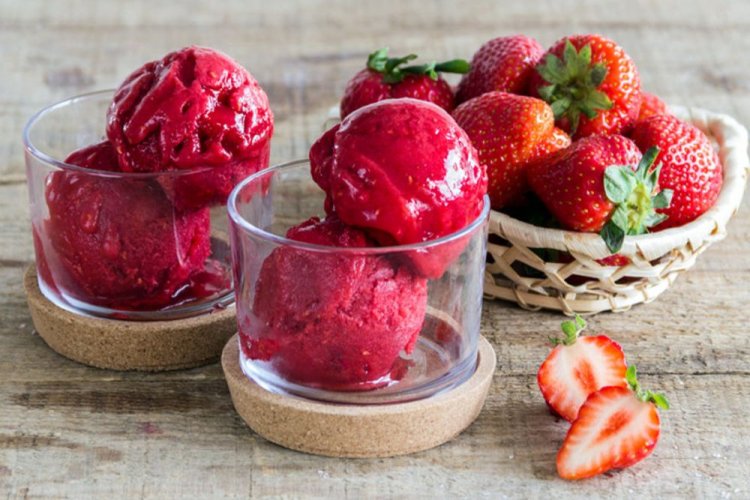 Sorbete de fresa con yogur