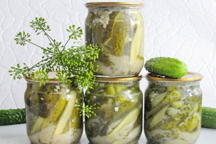 Cucumbers with Garlic in Mustard-Honey Brine for Winter