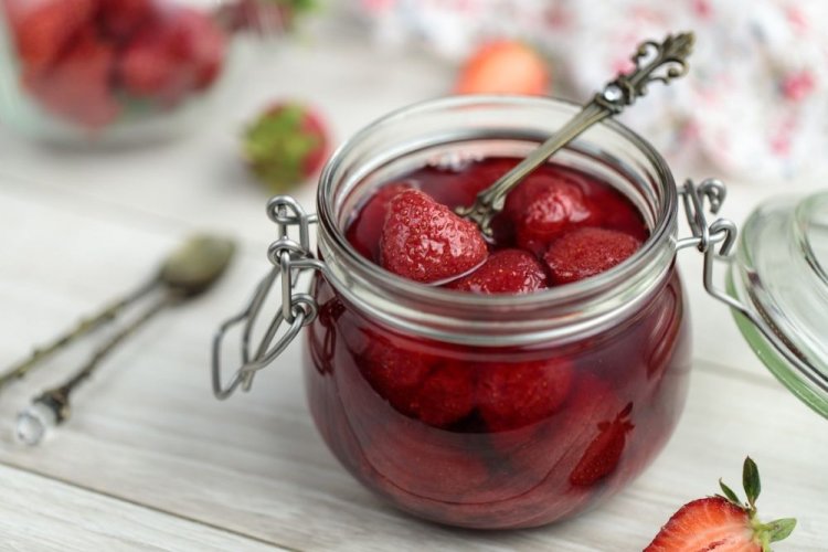 Strawberries in Their Own Juice in a Frying Pan