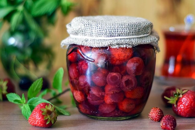 Strawberries with Sweet Cherries in Their Own Juice
