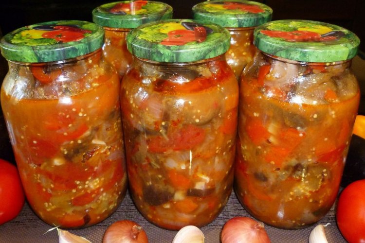 Tomato, Cucumber, and Eggplant Salad for Winter