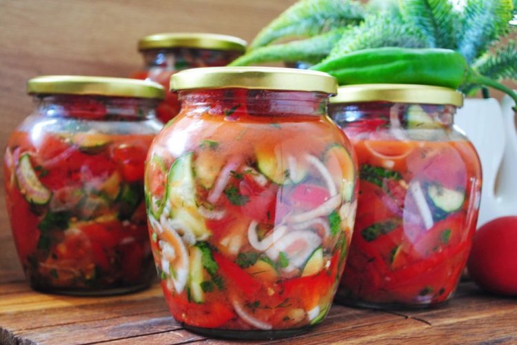 Tomato, Cucumber, Onion, and Hot Pepper Salad