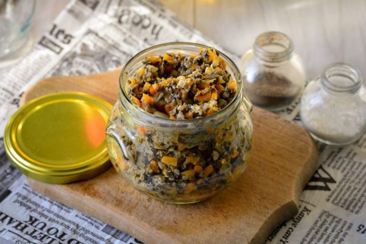 Caviar de setas de miel con jengibre, zanahoria y cebolla