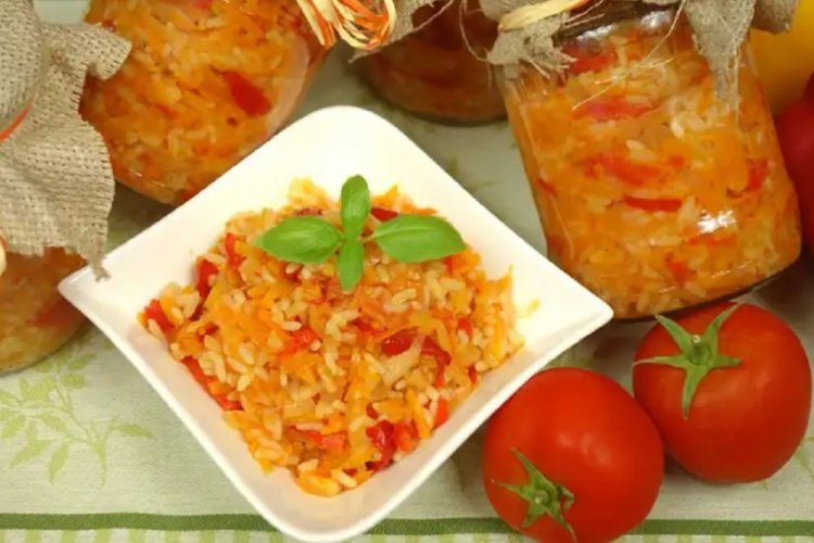 Reissalat mit Gemüse und Sterilisation