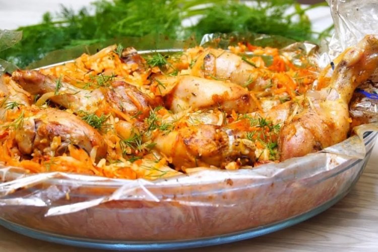 Chicken Drumsticks with Vegetables in a Roasting Bag