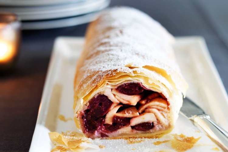 Strudel with Cherries and Apples