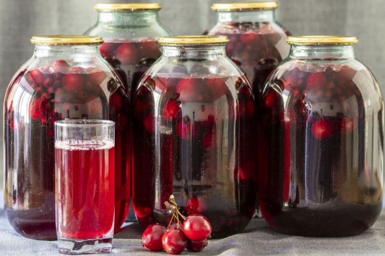 Kompott aus Ranetki-Äpfeln und Heidelbeeren