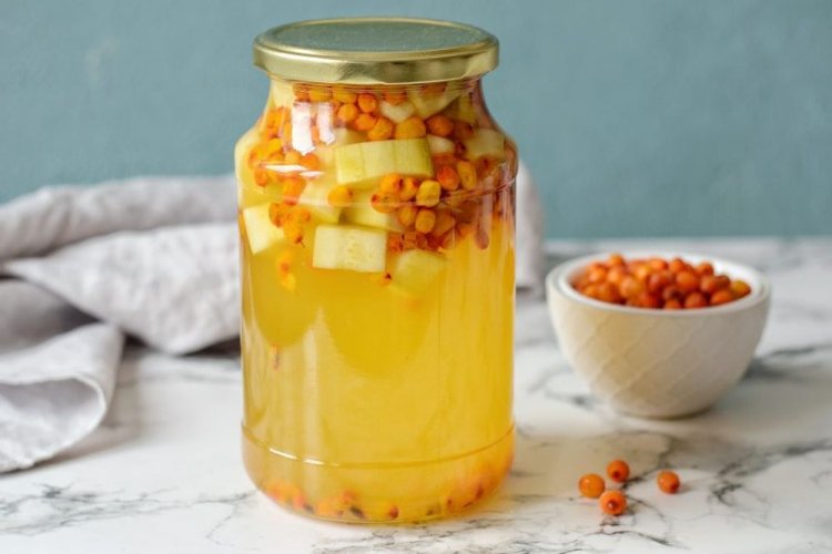 Pear and Sea Buckthorn Compote for Winter