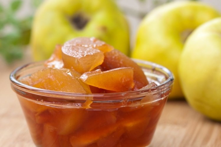 Mermelada de pera y membrillo en rodajas