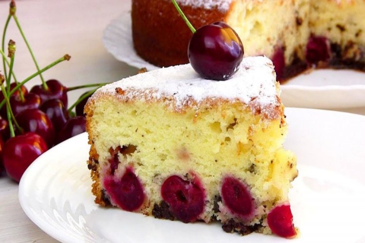 Pour-Over Cherry Cake with Lemon Zest