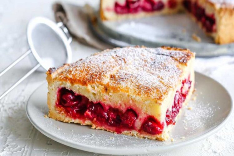 Pour-Over Cherry Cake with Eggs and Milk