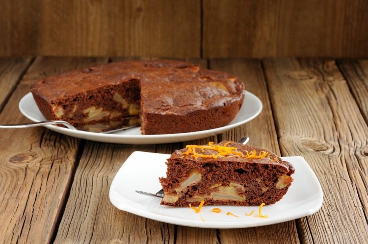 Tarta de manzana con chocolate