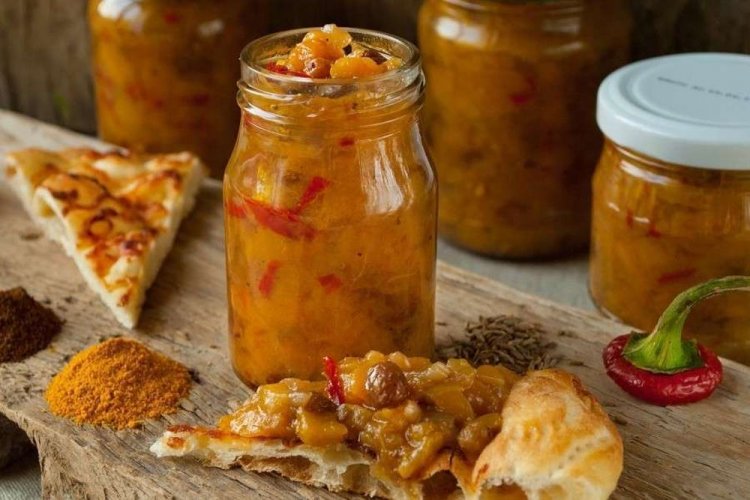 Gooseberry, Plum, and Hot Pepper Chutney