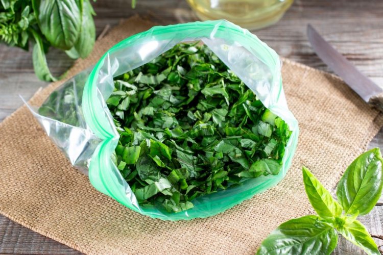 Frozen Basil for Winter