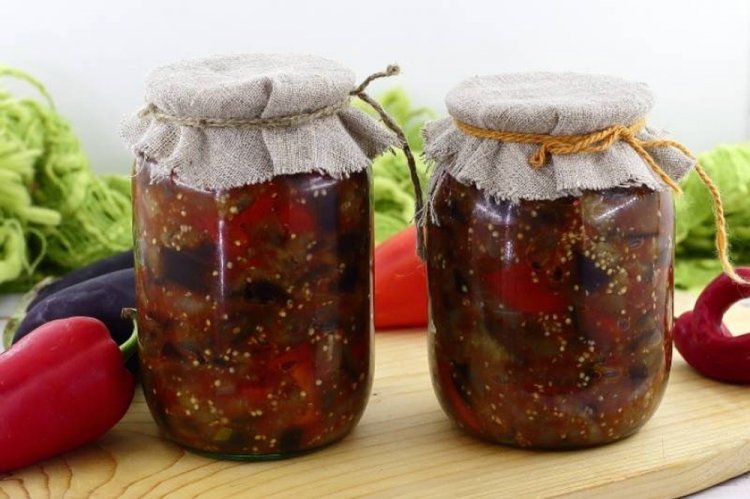 Eggplant Lecho with Hot Pepper for Winter