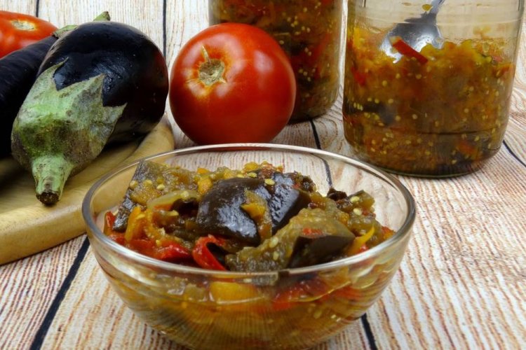 Eggplant Lecho with Apple Cider Vinegar for Winter