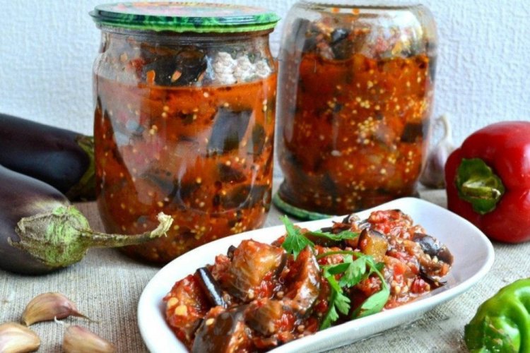 Eggplant Lecho with Cilantro for Winter