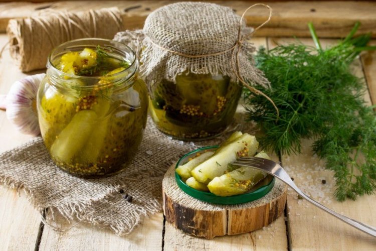 Cold-Pickled Cucumbers with Mustard