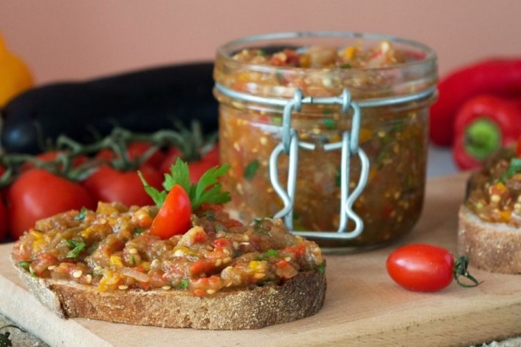 Caviar with Tomatoes, Cucumbers, and Eggplants