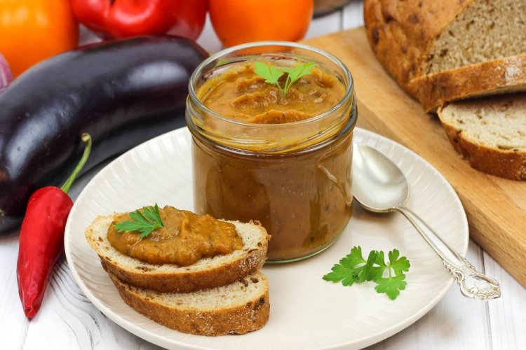 Spicy Caviar with Eggplants, Cucumbers, and Chili Peppers