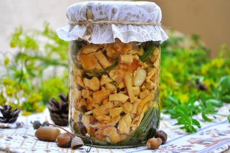 Chopped Chanterelles Marinated with Dill and Garlic