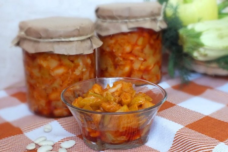 Ensalada de frijoles y calabacines para el invierno