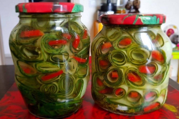«Lengua de Suegra» de pepinos en rollitos