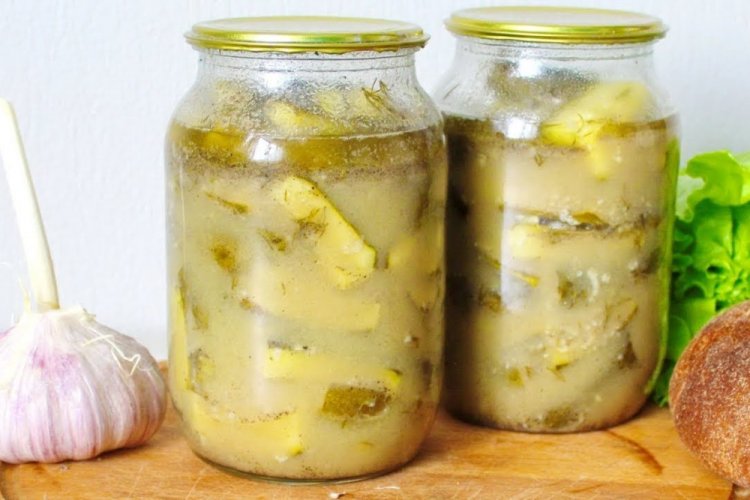 Overgrown Cucumber Salad with Mustard for Winter