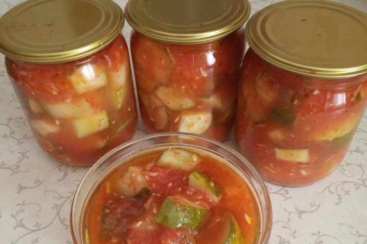 Overgrown Cucumber Salad with Garlic and Tomato Paste
