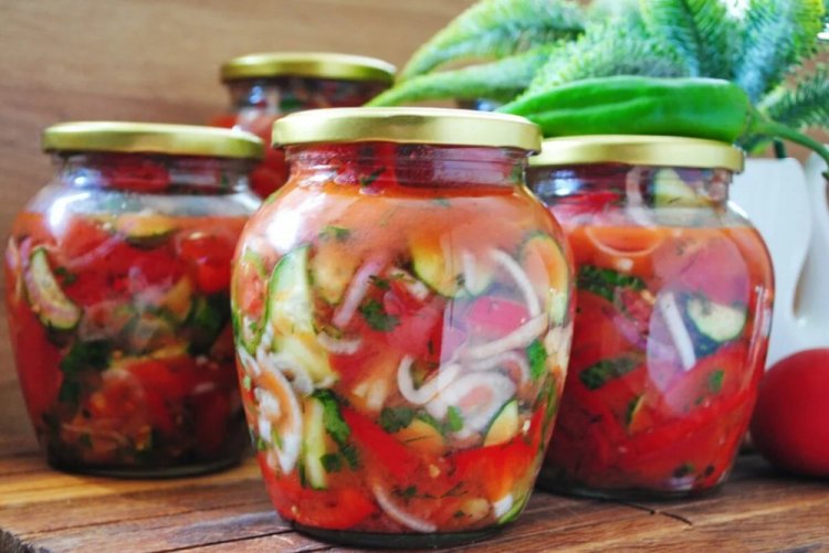 Overgrown Cucumber Salad with Bell Pepper and Tomatoes