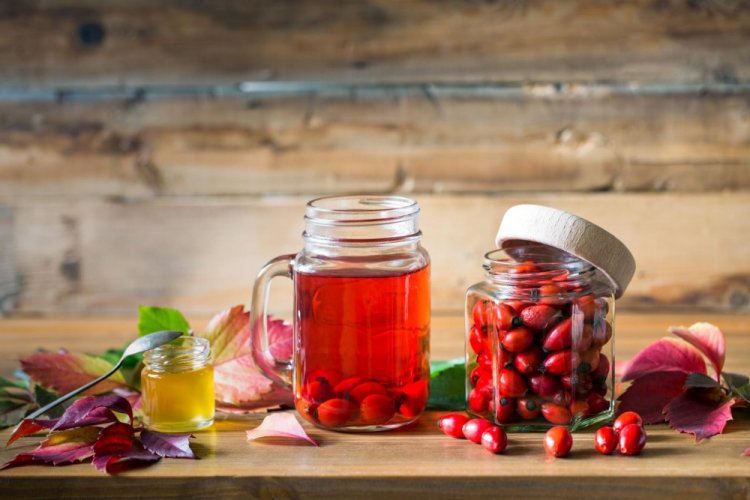 Melonenkompott mit Hagebutten und Ingwer