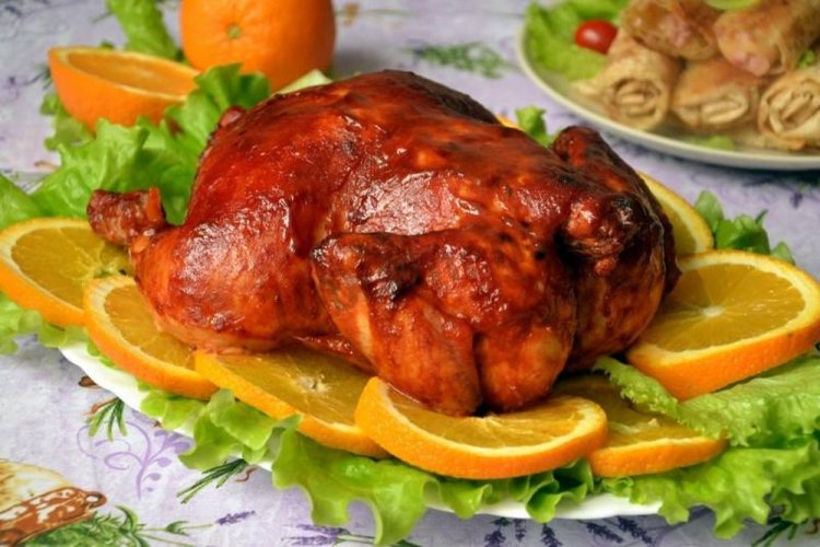 Grillhähnchen mit Orangen im Ofen