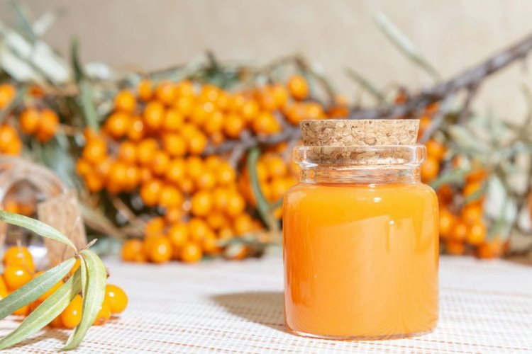 Bernsteinfarbene Sanddornmarmelade ohne Zucker