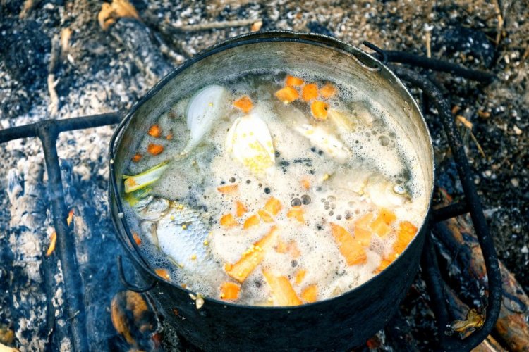 Wobl-Fischsuppe am Lagerfeuer