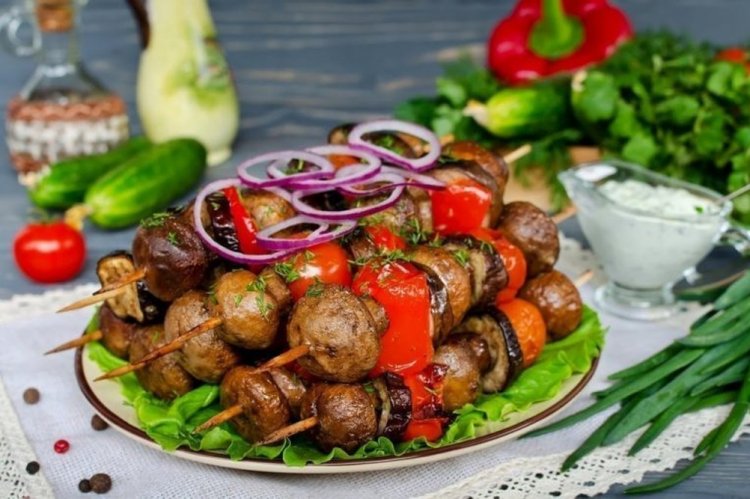 Eggplant with Mushrooms on the Grill