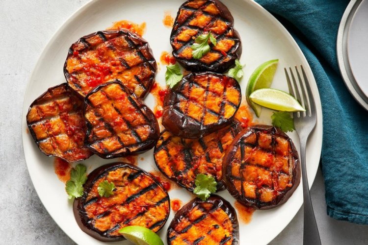 Eggplant with Tomatoes on the Grill
